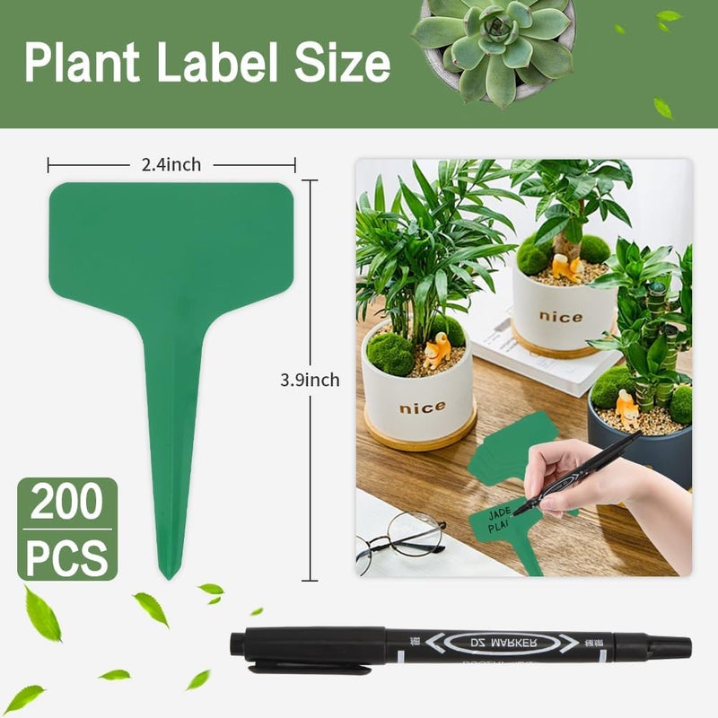 Bluckincle Plant Labels,200pcs Plant Name Tags,Green Plant Markers,Gardening Supplies,Garden Labels Outdoor Waterproof,Garden Markers,Plastic Plant Labels for Seedlings,Greenhouse Accessories,Plant Nursery - Image 2